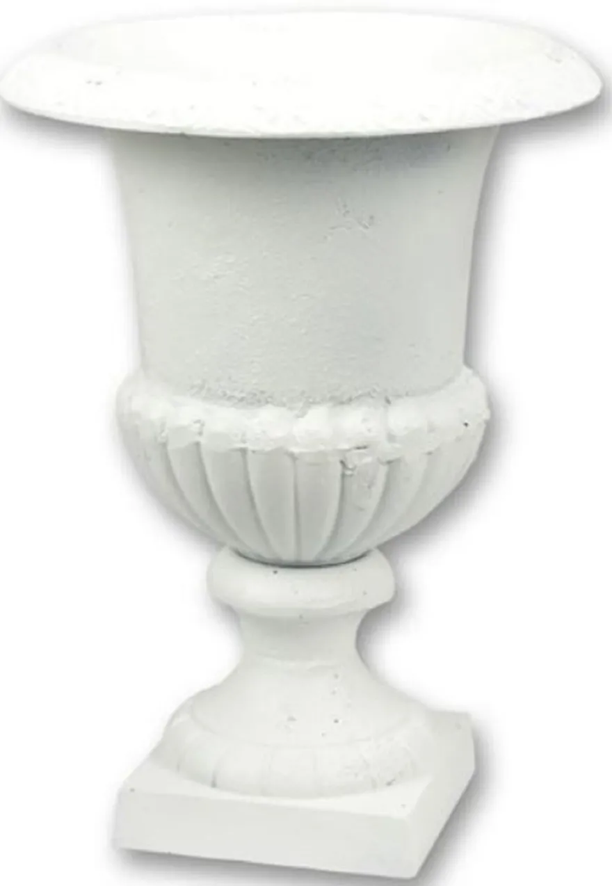 Casa Padrino Barock Garten Deko Blumentopf Weiß H. 43 cm - Prunkvoller Pflanzentopf im Barockstil - Barock Garten & Terrassen Deko Accessoires