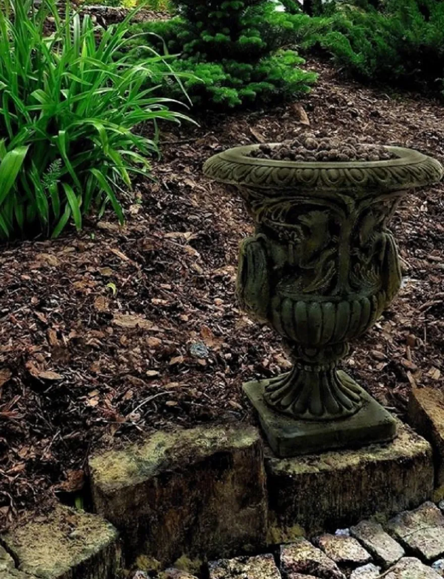 Casa Padrino Barock Gartendeko Blumentopf Antik Grün Ø 40 x H. 58 cm - Prunkvoller Pflanzentopf im Barockstil - Barock Garten Deko Accessoires