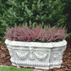 Casa Padrino Barock Garten Deko Blumentopf Weiß / Grau 83 cm - Barockstil Pflanzentopf