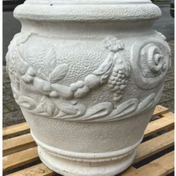 Casa Padrino Barock Garten Deko Blumentopf Grau H. 66 cm