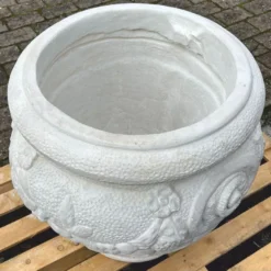 Casa Padrino Barock Garten Deko Blumentopf Grau H. 66 cm