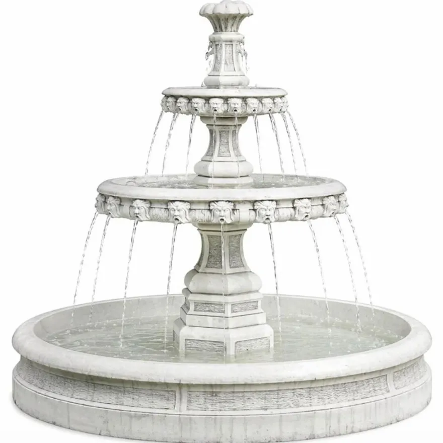 Casa Padrino Barock Garten Deko Springbrunnen Weiß Ø 113 x H. 107 cm