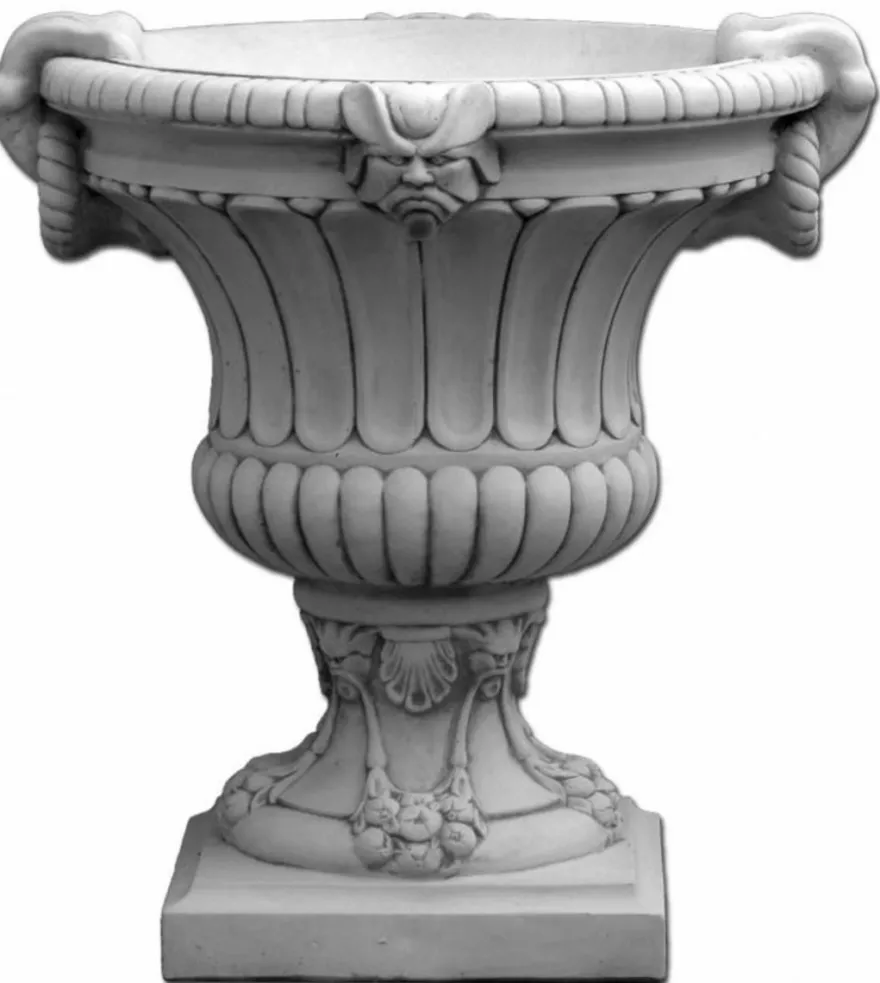 Casa Padrino Barock Garten Deko Blumentopf Grau 84 x 80 x H. 90 cm - Prunkvoller Pflanzentopf im Barockstil - Barock Garten Deko - Barock Terrassen Deko - Barock Deko Accessoires