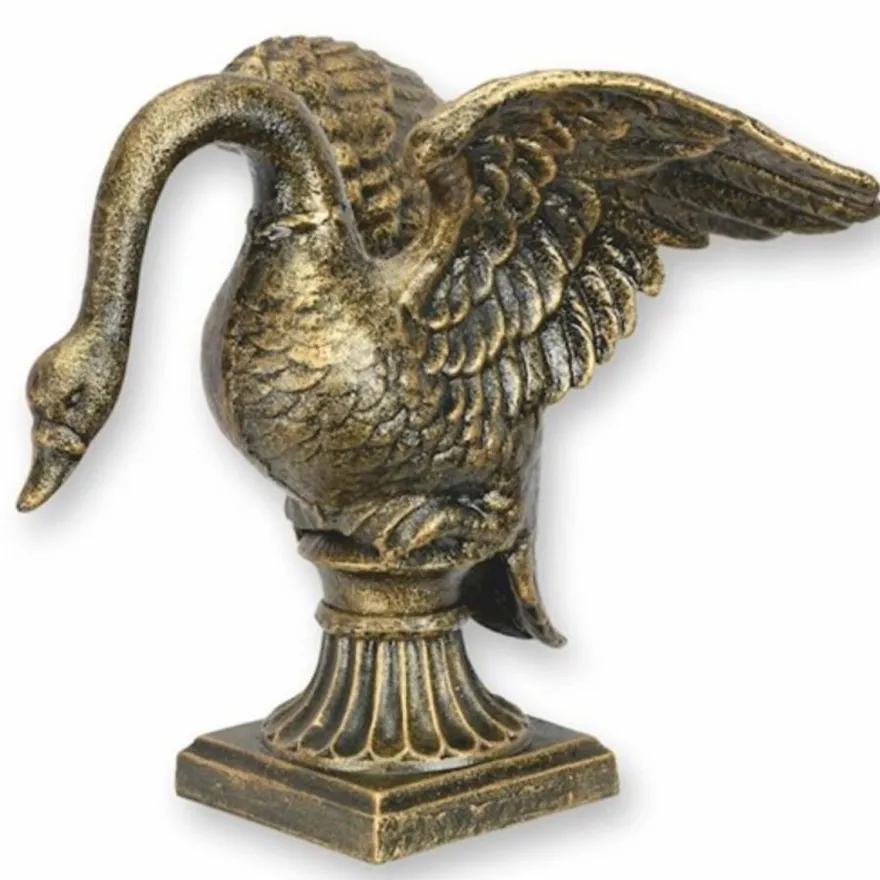 Casa Padrino Barock Garten Deko Skulptur Schwan H. 30,6 cm - Gusseisen Figur
