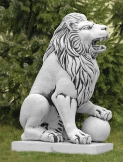 Casa Padrino Barock Garten Deko Skulptur Löwe Grau H. 128 cm - Linke Seite