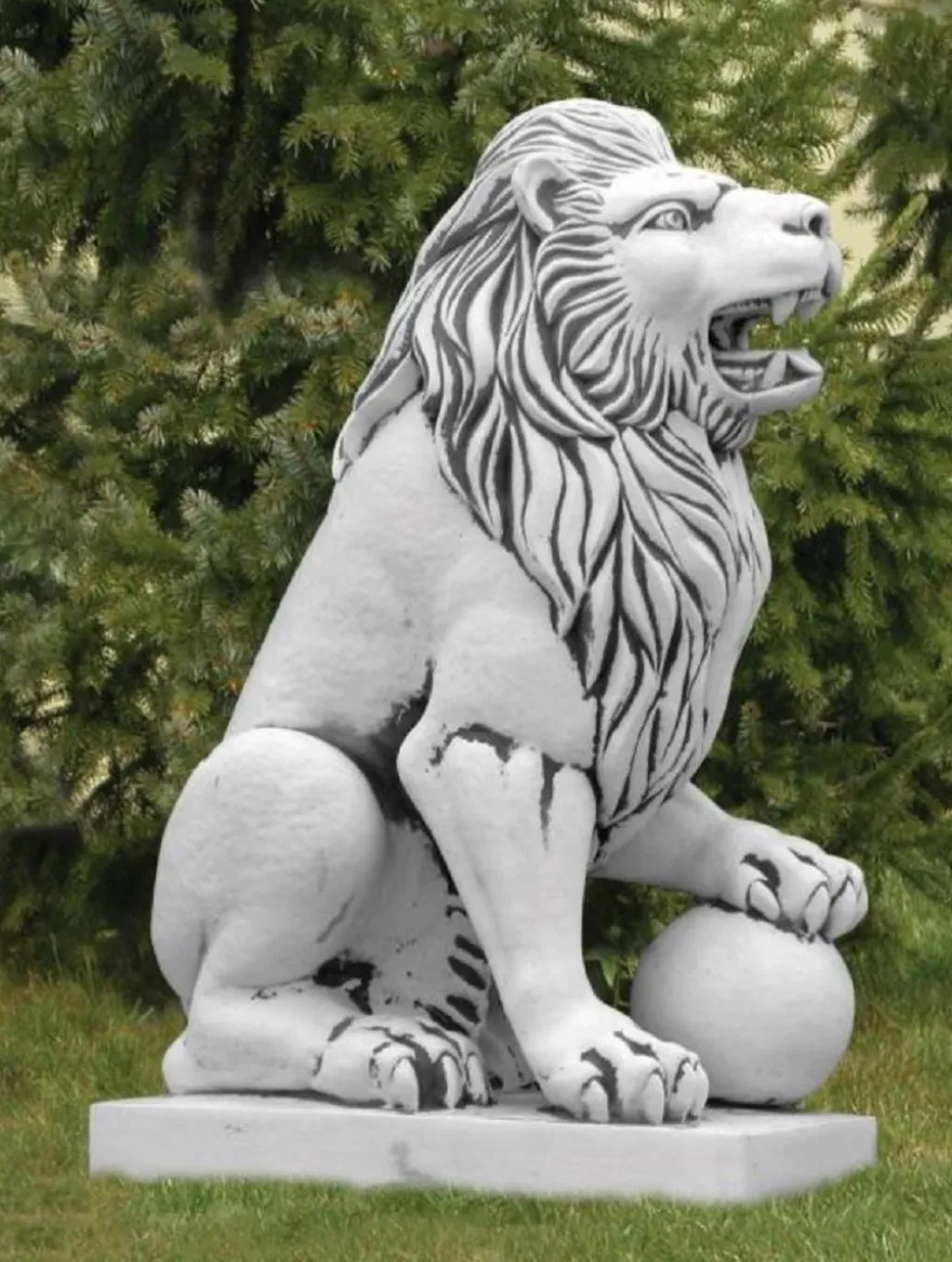 Casa Padrino Barock Garten Deko Skulptur Löwe Grau H. 128 cm - Linke Seite