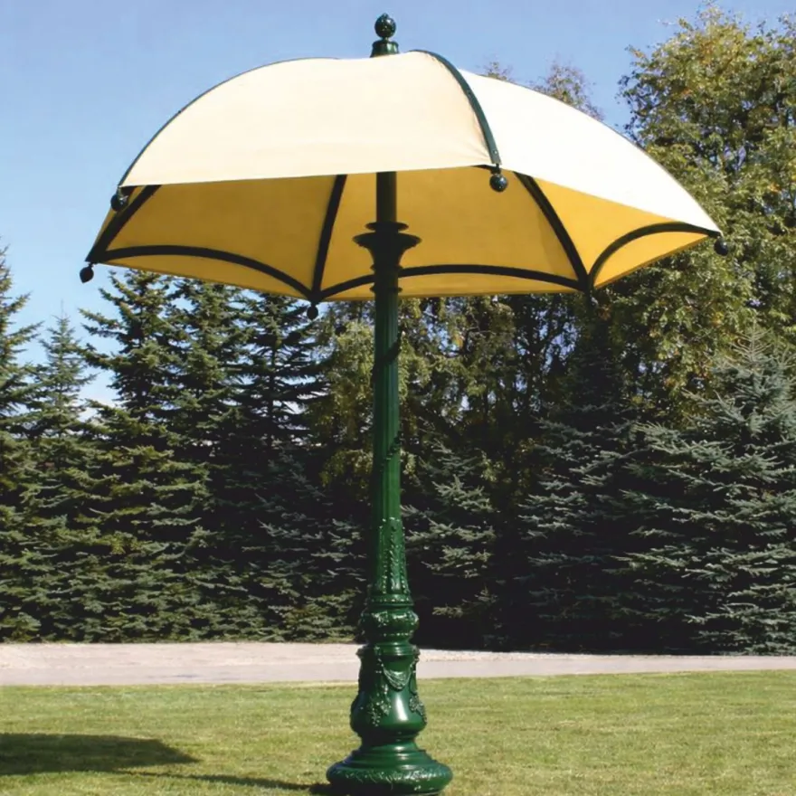 Casa Padrino Barock Garten Deko Sonnenschirm Grün / Beige Ø 350 x H. 418,5 cm