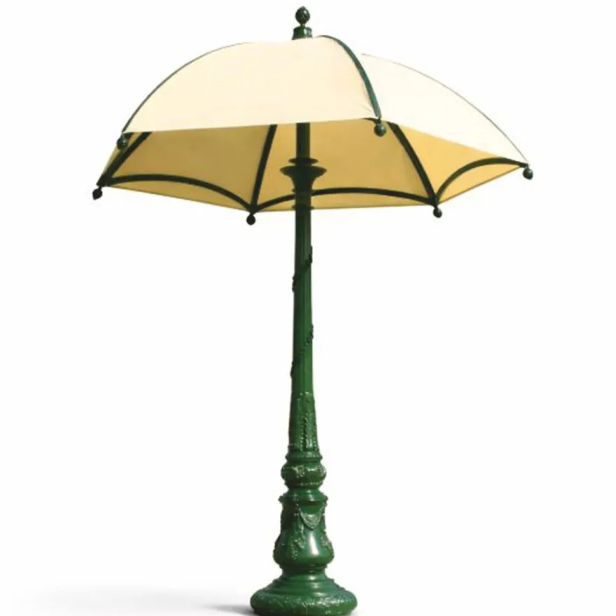 Casa Padrino Barock Garten Deko Sonnenschirm Grün / Beige Ø 350 x H. 418,5 cm