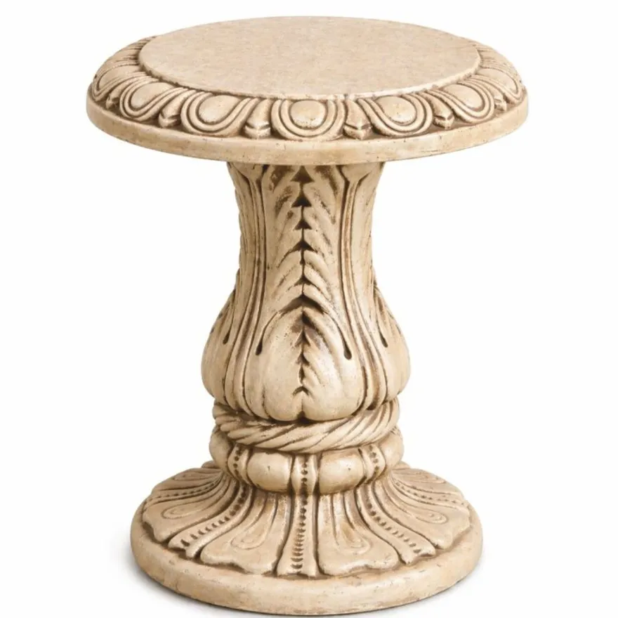 Casa Padrino Barock Garten Deko Beistelltisch / Hocker Beige H. 47 cm - Barock Garten Möbel