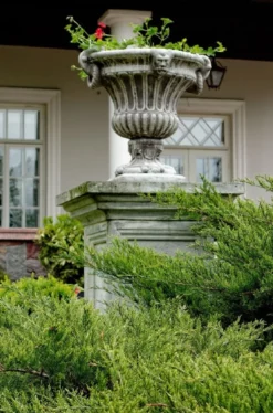 Casa Padrino Barock Garten Deko Blumentopf Grau 73 x 67 x H. 70 cm - Prunkvoller Pflanzentopf im Barockstil - Barock Garten Deko - Barock Terrassen Deko - Barock Deko Accessoires