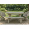 Casa Padrino Barock Garten Möbel Set Grau - 1 Tisch - 2 Stühle - 2 Sitzbänke