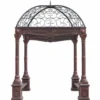 Casa Padrino Barock Garten Pavillon Braun Schwarz H. 360 cm - Gusseisen Pavillon mit integrierten Sitzbänken - Prunkvolle Barock Garten Deko