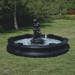 Casa Padrino Barock Garten Springbrunnen Schwarz Ø 234 x H. 115 cm - Made in Italy
