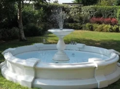 Casa Padrino Barock Garten Springbrunnen Weiß Ø 234 x H. 80 cm - Made in Italy