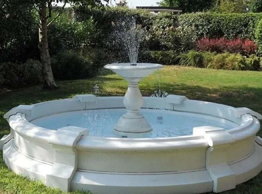 Casa Padrino Barock Garten Springbrunnen Weiß Ø 234 x H. 80 cm - Made in Italy