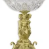 Casa Padrino Barock Glasschale mit Bronze Ständer Gold Ø 35 x H. 43,6 cm - Prunkvolle Obstschale - Barock Deko Accessoires
