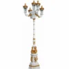 Casa Padrino Barock Gusseisen Gartenlaterne Weiß / Gold H. 310 cm - Prunkvolle Barock Außenstehleuchte - Barock Außenbeleuchtung