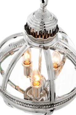 Casa Padrino Barock Hängeleuchte vernickelt Kugel Silber Durchmesser 30 cm, Höhe 50 cm - Barock Schloss Lampe Leuchte Laterne