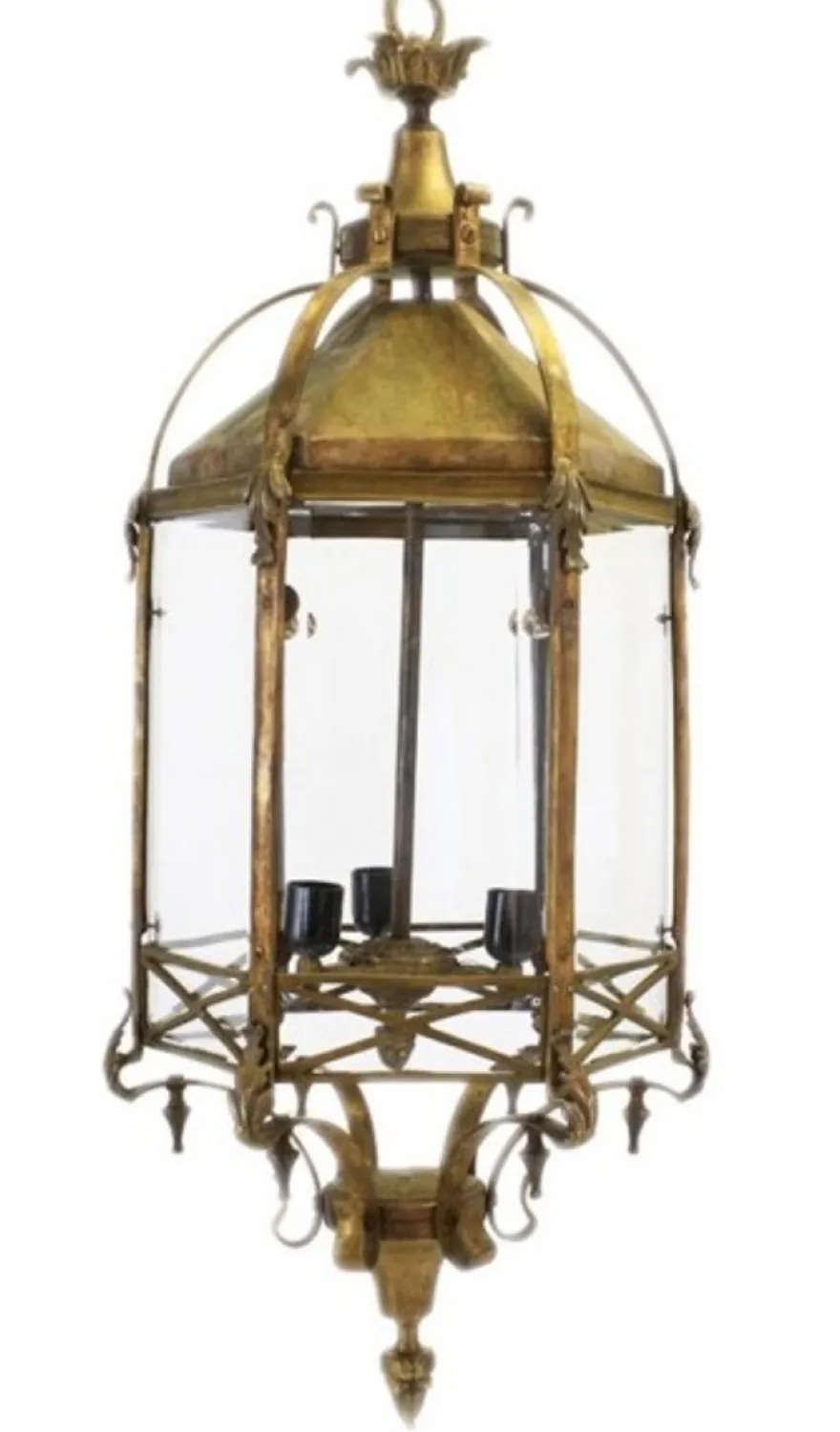 Casa Padrino Barock Hängeleuchte Messing Antik Stil Oxidiert - 50 x 110 cm - Massive Lampe