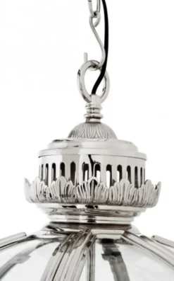 Casa Padrino Barock Hängeleuchte Kugel vernickelt Silber, Durchmesser 60 cm, Höhe 88 cm - Laterne im Schloss-Stil