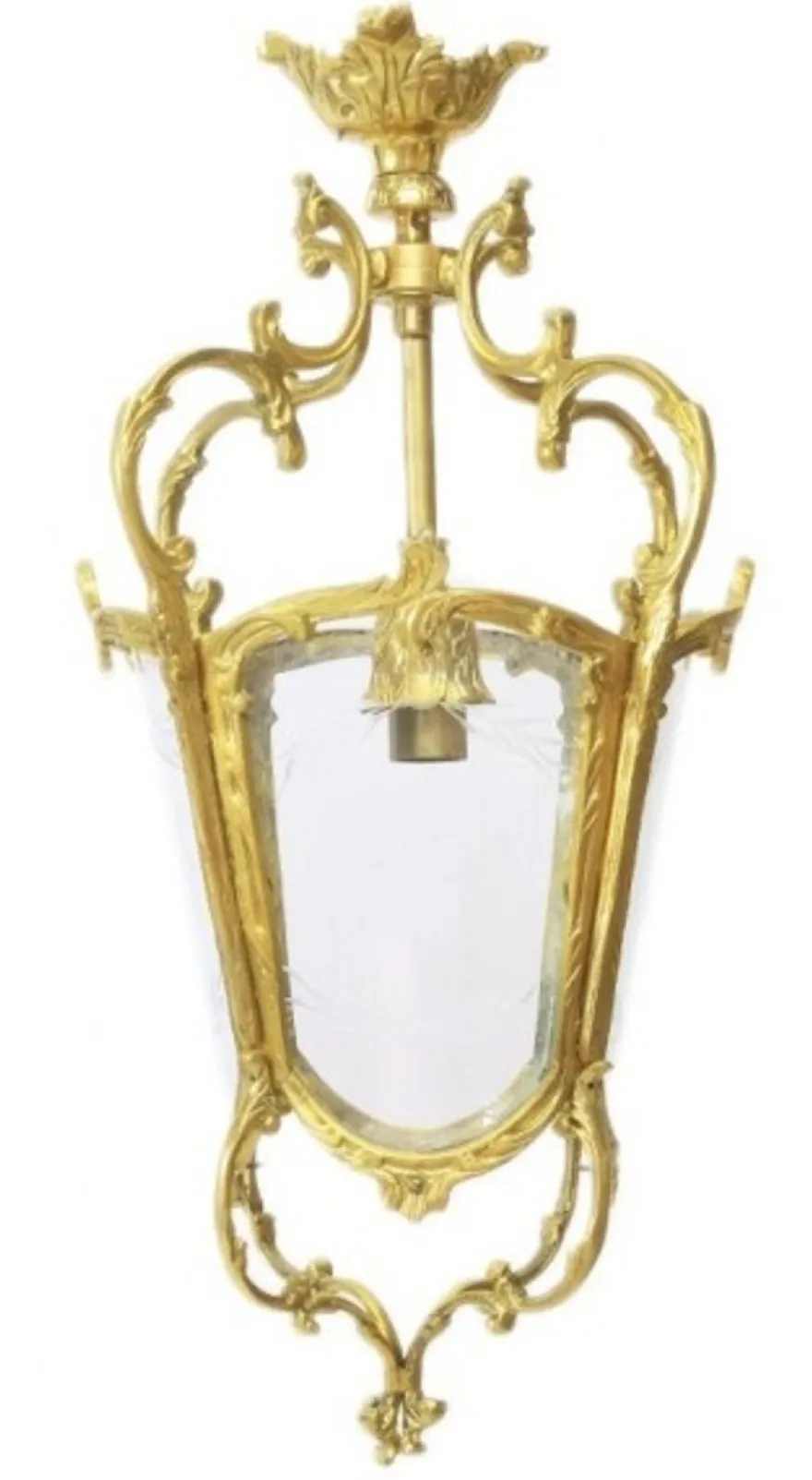 Casa Padrino Barock Hängeleuchte Gold Deckenlaterne - Massive Messing Lampe, 70 cm Höhe, 35 cm Durchmesser