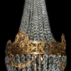 Casa Padrino Barock Hängeleuchte im Antik Stil, Goldfarbenes Metall mit Glas Kristallen, Höhe 90 cm, Durchmesser 40 cm