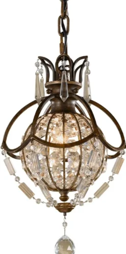 Casa Padrino Barock Hängeleuchte mit Kristallglas Bronze Ø 22,2 x H. 40,5 cm - Prunkvolle Hängelampe im Barockstil - Edel & Prunkvoll