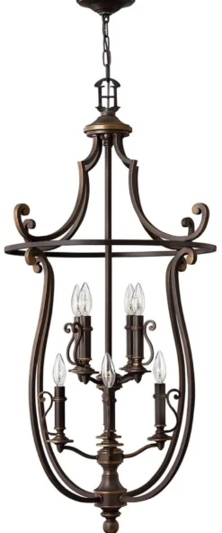 Casa Padrino Barock Hängeleuchte Antik Bronzefarben Ø 61 x H. 111,5 cm - Elegante Wohnzimmer Pendelleuchte im Barockstil - Barock Möbel