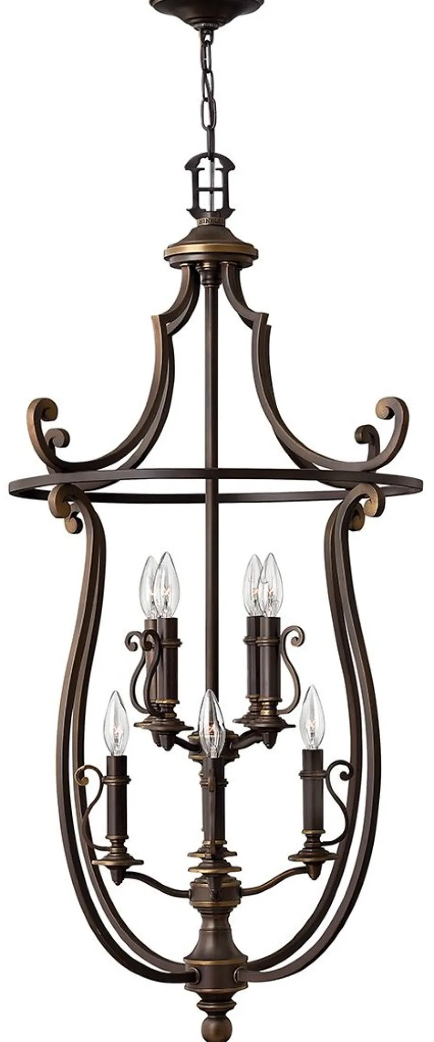 Casa Padrino Barock Hängeleuchte Antik Bronzefarben Ø 61 x H. 111,5 cm - Elegante Wohnzimmer Pendelleuchte im Barockstil - Barock Möbel