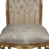 Casa Padrino Barock Hochlehner Esszimmer Stuhl Creme Muster / Gold mit Bling Bling Glitzersteinen - Barock Möbel