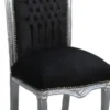Casa Padrino Barock Hochlehner Esszimmer Stuhl Schwarz/Silber - Hochlehnstuhl Möbel