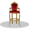 Casa Padrino Barock Hochstuhl Barstuhl Gold Rot 55 x 50 x H. 140 cm - Limited Edition