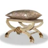 Casa Padrino Barock Hocker Creme Gold Silber 60 x 40 x H. 50 cm
