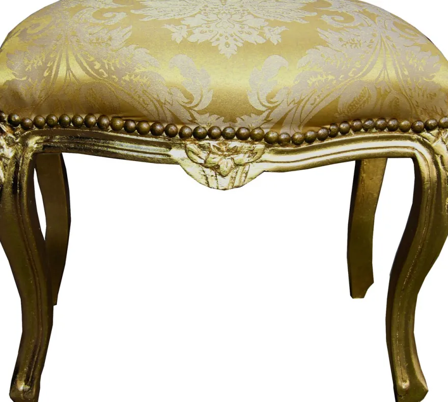 Casa Padrino Barock Hocker Gold Bouquet Muster / Gold Medium