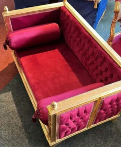 Casa Padrino Barock Hundebett Lila / Gold - Handgefertigtes Antik Stil Hundebett - Prunkvolle Hunde Möbel im Barockstil - Antik Stil Tiermöbel - Barock Tiermöbel
