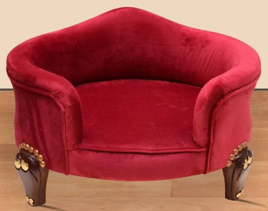Casa Padrino Barock Hundebett Royal Boardeauxrot / Braun / Gold - Barock Hundemöbel - Barock Tiermöbel - Prunkvolle Tiermöbel im Barockstil
