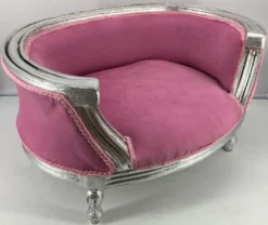 Casa Padrino Barock Hundebett Rosa / Silber - Barock Hundemöbel - Barock Tiermöbel - Prunkvolle Tiermöbel im Barockstil