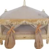 Casa Padrino Barock Hundebett Grau / Creme / Gold - Handgefertigtes Antik Stil Hundebett - Prunkvolle Hunde Möbel im Barockstil - Antik Stil Tiermöbel - Barock Tiermöbel