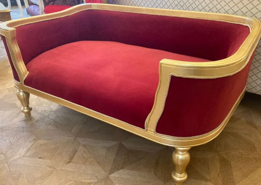 Casa Padrino Barock Hundebett & Katzenbett Bordeauxrot / Gold - Handgefertigtes Hunde & Katzen Sofa im Barockstil - Barock Hunde & Katzen Möbel - Barock Tiermöbel