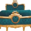 Casa Padrino Barock Hundebett Grün / Antik Gold - Handgefertigtes Antik Stil Hundebett - Prunkvolle Hunde Möbel im Barockstil - Antik Stil Tiermöbel - Barock Tiermöbel