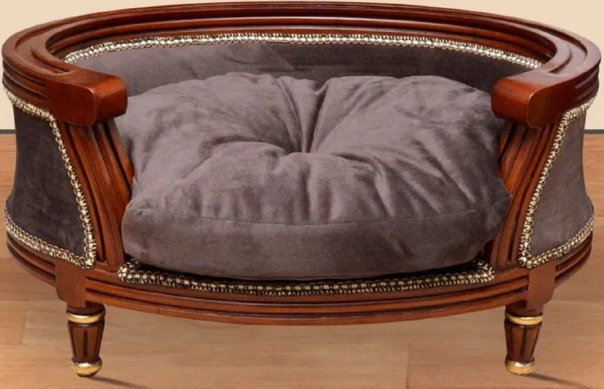 Casa Padrino Barock Hundebett Royal Braun / Braun / Gold - Barock Hundemöbel - Barock Tiermöbel - Möbel im Barockstil