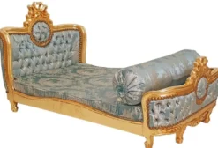 Casa Padrino Barock Hundebett Grün Muster / Antik Gold - Handgefertigtes Antik Stil Hundebett - Prunkvolle Hunde Möbel im Barockstil - Antik Stil Tiermöbel - Barock Tiermöbel