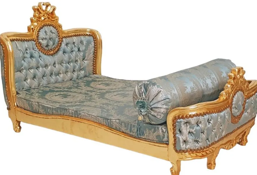Casa Padrino Barock Hundebett Grün Muster / Antik Gold - Handgefertigtes Antik Stil Hundebett - Prunkvolle Hunde Möbel im Barockstil - Antik Stil Tiermöbel - Barock Tiermöbel