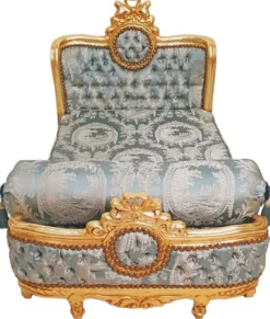 Casa Padrino Barock Hundebett Grün Muster / Antik Gold - Handgefertigtes Antik Stil Hundebett - Prunkvolle Hunde Möbel im Barockstil - Antik Stil Tiermöbel - Barock Tiermöbel