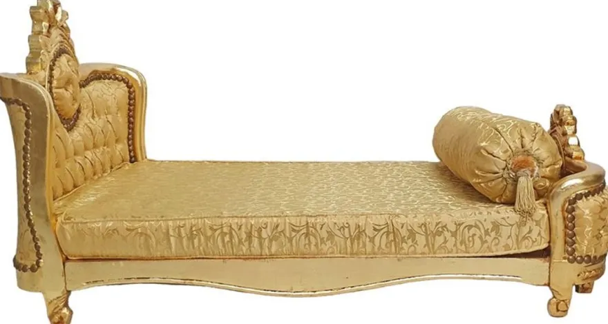 Casa Padrino Barock Hundebett Gold Muster / Antik Gold - Handgefertigtes Antik Stil Hundebett - Prunkvolle Hunde Möbel im Barockstil - Antik Stil Tiermöbel - Barock Tiermöbel