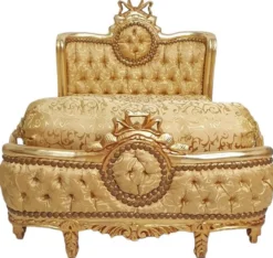 Casa Padrino Barock Hundebett Gold Muster / Antik Gold - Handgefertigtes Antik Stil Hundebett - Prunkvolle Hunde Möbel im Barockstil - Antik Stil Tiermöbel - Barock Tiermöbel