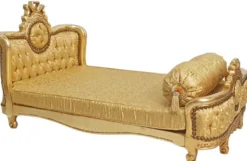 Casa Padrino Barock Hundebett Gold Muster / Antik Gold - Handgefertigtes Antik Stil Hundebett - Prunkvolle Hunde Möbel im Barockstil - Antik Stil Tiermöbel - Barock Tiermöbel