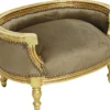 Casa Padrino Barock Hundebett & Katzenbett Taupe / Antik Gold - Handgefertigtes Hunde & Katzen Sofa im Barockstil - Barock Hunde & Katzen Möbel - Barock Tiermöbel