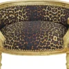 Casa Padrino Barock Hundebett & Katzenbett Leopard Muster / Antik Gold - Handgefertigtes Hunde & Katzen Sofa im Barockstil - Barock Hunde & Katzen Möbel - Barock Tiermöbel
