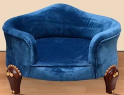 Casa Padrino Barock Hundebett Royal Blau / Braun / Gold - Barock Hundemöbel - Barock Tiermöbel - Prunkvolle Tiermöbel im Barockstil